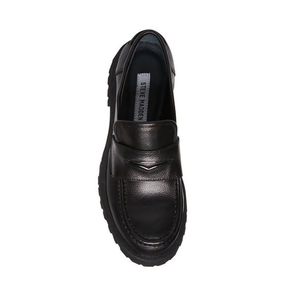 סטיב מאד - נעלי מוקסין עור לנשים LAWRENCE בשחור