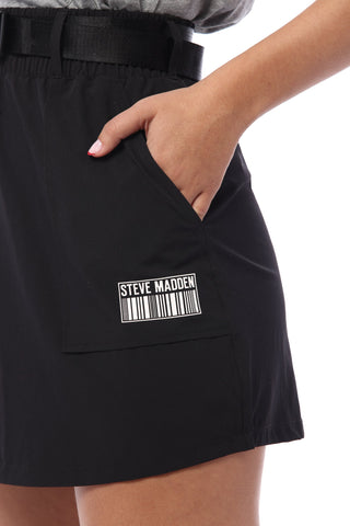 חצאית מיני עם חגורה בשחור STM2127717