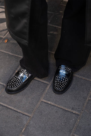 כפכפי מיולז מעור לנשים MOXXIE-S בשחור כסוף