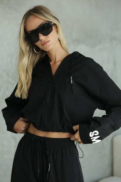 סטיב מאד - ג'קט ניילון לנשים SANTOS בשחור