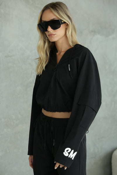 סטיב מאד - ג'קט ניילון לנשים SANTOS בשחור