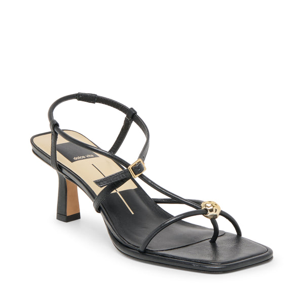 סטיב מאד - סנדלי עקב בינוני מעור MYLEE DOLCE VITA בשחור