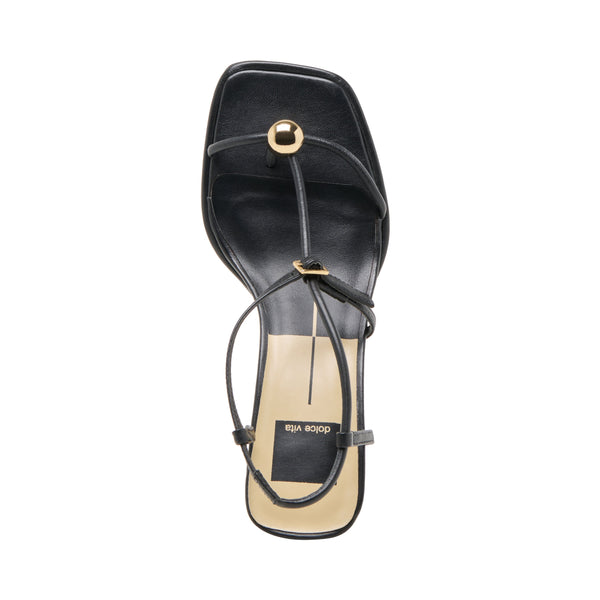 סטיב מאד - סנדלי עקב בינוני מעור MYLEE DOLCE VITA בשחור