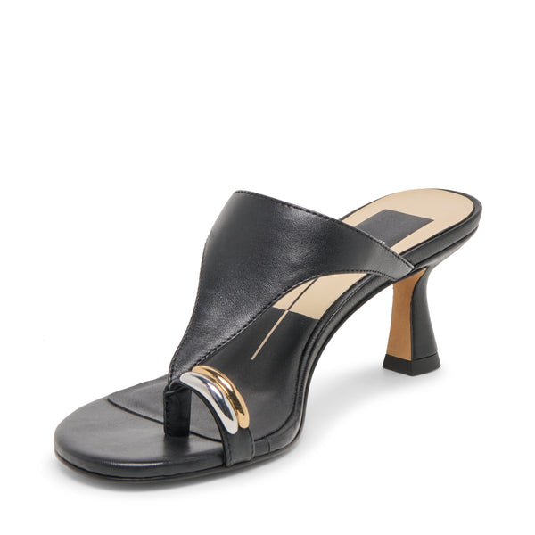 סטיב מאד - כפכפי עקב בינוני מעור DERREL DOLCE VITA בשחור