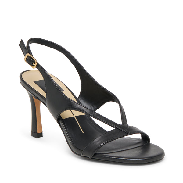 סטיב מאד - סנדלי עקב מעור IZELA DOLCE VITA בשחור