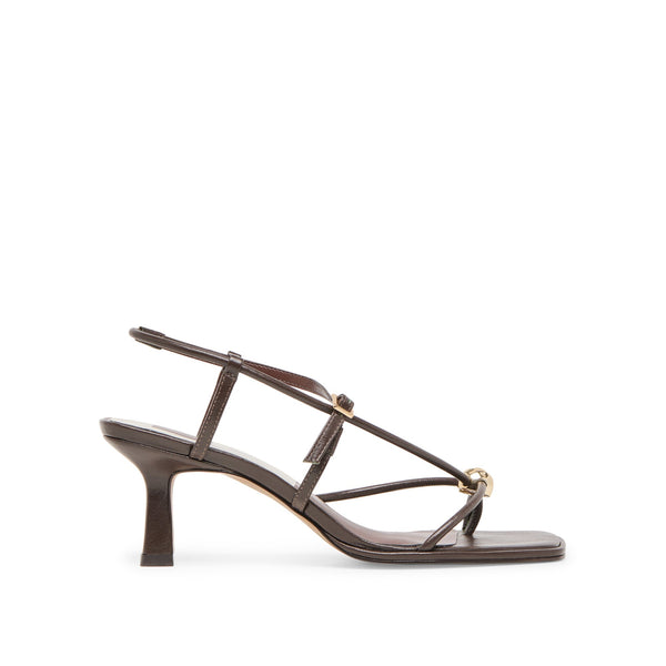 סטיב מאד - סנדלי עקב בינוני מעור MYLEE DOLCE VITA בחום