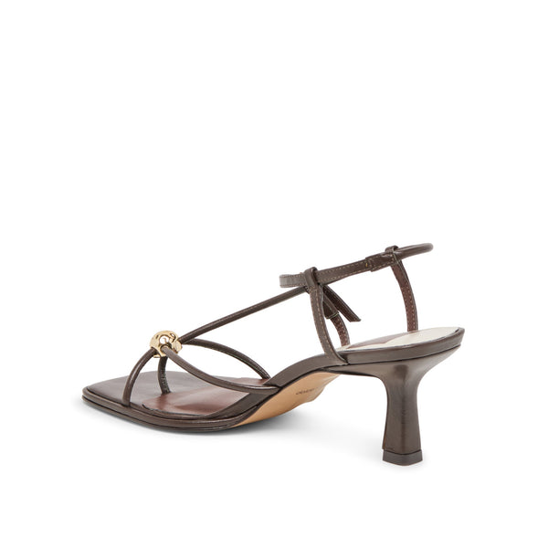 סטיב מאד - סנדלי עקב בינוני מעור MYLEE DOLCE VITA בחום