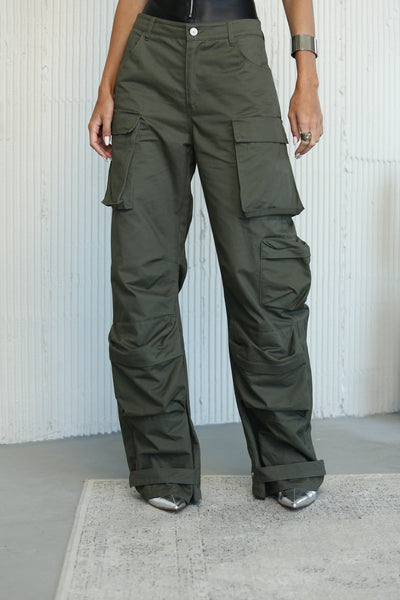 סטיב מאד - מכנסי קרגו לנשים DUO בירוק זית