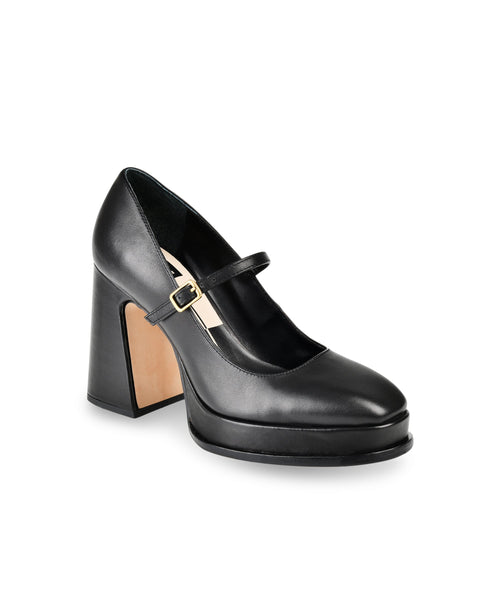 סטיב מאד - נעלי עקב פלטפורמה מעור LIZETT DOLCE VITA בשחור