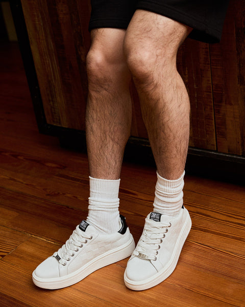 סטיב מאד - סניקרס עור לגברים RAZOREDGE בשחור לבן