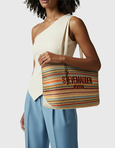 תיק יד גדול לנשים BCOCOS-S בגווןמ טבעי משולב