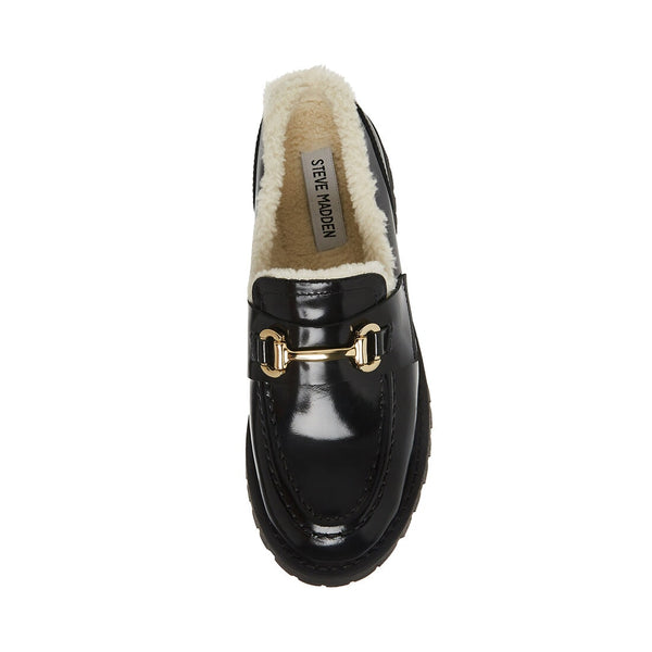 סטיב מאד - נעלי מוקסין עור לנשים LANDO-F בשחור