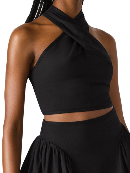 סטיב מאד - חולצת קולר לנשים WINNIE בשחור