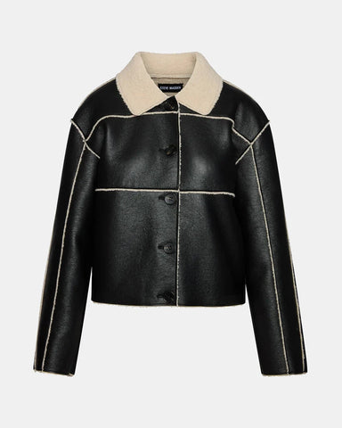 מעיל דמוי עור לנשים TILIA בשחור