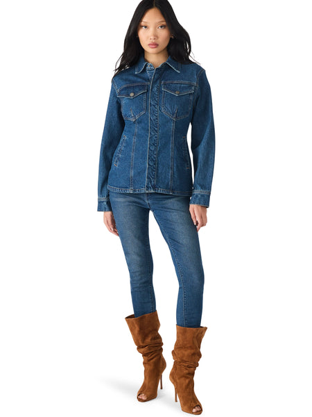 סטיב מאד - חולצת ג'קט ג'ינס לנשים PARC בכחול כהה