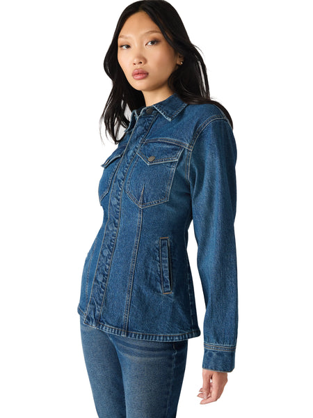 סטיב מאד - חולצת ג'קט ג'ינס לנשים PARC בכחול כהה