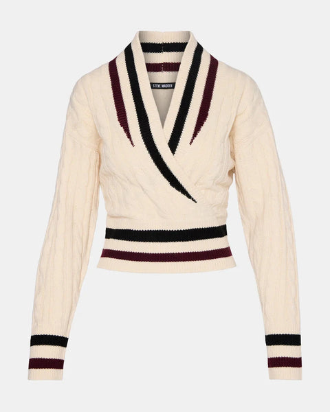 סטיב מאד - סוודר לנשים ADDISON בלבן משולב