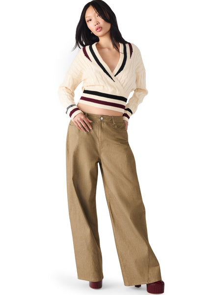 סטיב מאד - סוודר לנשים ADDISON בלבן משולב