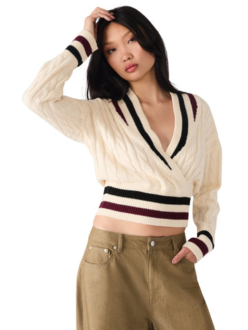 סוודר לנשים ADDISON בלבן משולב