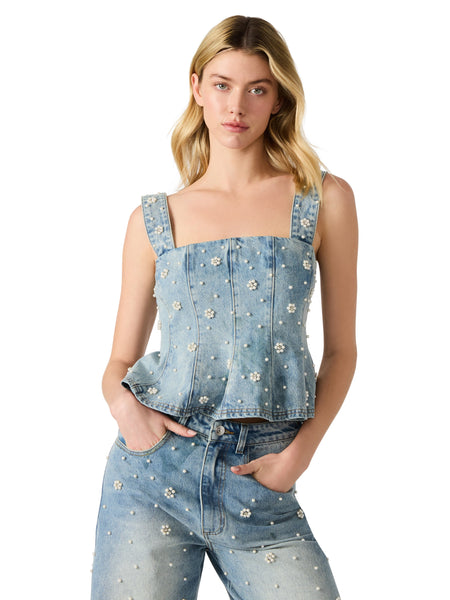 סטיב מאד - גופיית מחוך ג'ינס FIORELLA בכחול ג'ינס