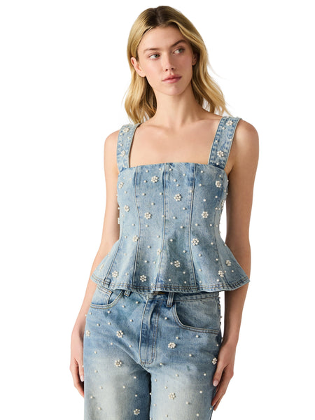 סטיב מאד - גופיית מחוך ג'ינס FIORELLA בכחול ג'ינס