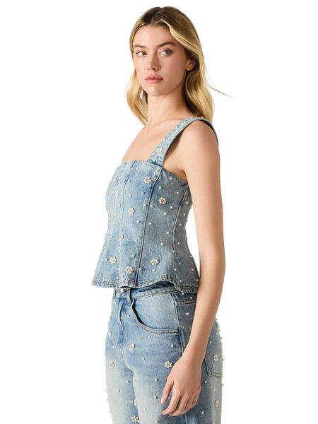 סטיב מאד - גופיית מחוך ג'ינס FIORELLA בכחול ג'ינס