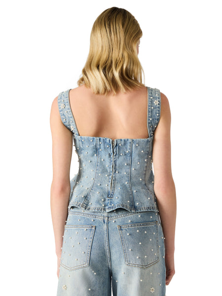 סטיב מאד - גופיית מחוך ג'ינס FIORELLA בכחול ג'ינס