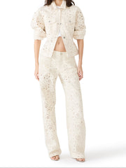 ג'קט ג'ינס לנשים HENRIETTA בגוון קרם