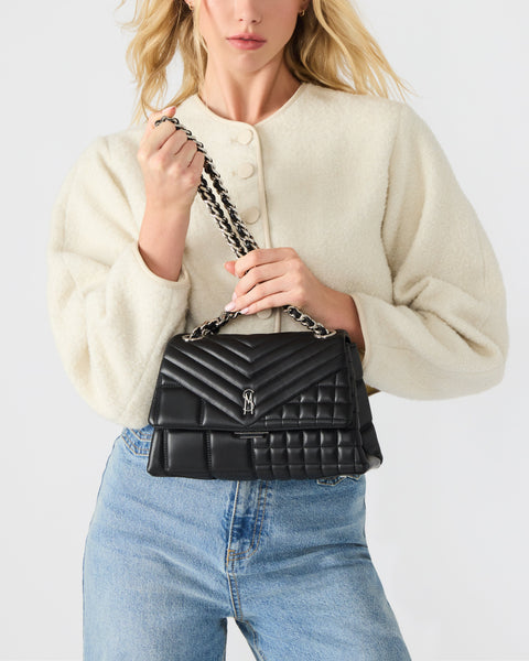 סטיב מאד - תיק צד לנשים BVOLT-Q בשחור כסוף