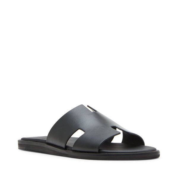 סטיב מאד - כפכפים מעור לגברים LEON בשחור