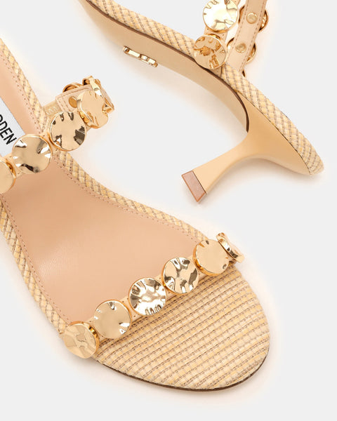 סטיב מאד - סנדלי עקב בינוני ANNIKA בגוון קרם