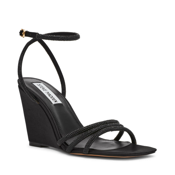 סטיב מאד - סנדלי פלטפורמה AUBRI בשחור משובץ