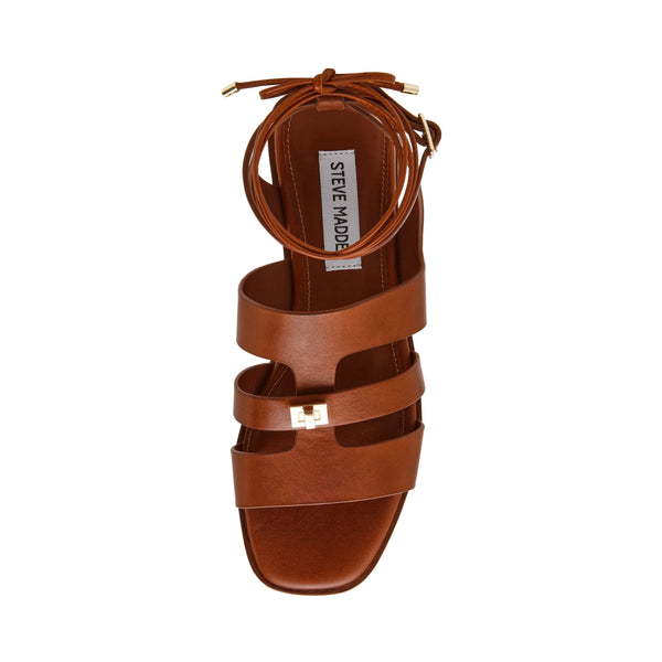 סטיב מאד - סנדלי קשירה מעור לנשים BELLEVUE בקאמל