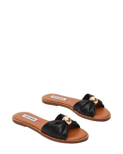 סטיב מאד - כפכפי שטוחים מעור לנשים DIPSY-CN בשחור