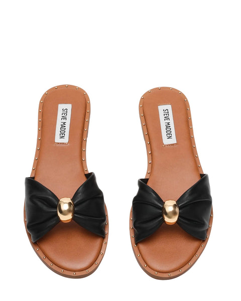 סטיב מאד - כפכפי שטוחים מעור לנשים DIPSY-CN בשחור