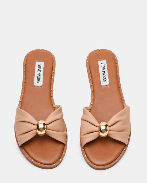 סטיב מאד - כפכפים שטוחים מעור לנשים DIPSY-CN בגוון פודרה