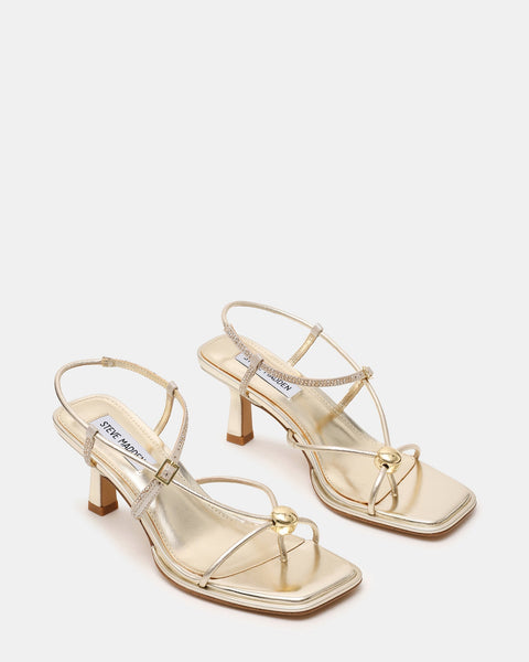 סטיב מאד - סנדלי עקב בינוני JACKPOTS-R בזהב