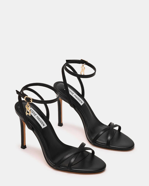 סטיב מאד - סנדלי עקב מעור JYPSEY-CN בשחור