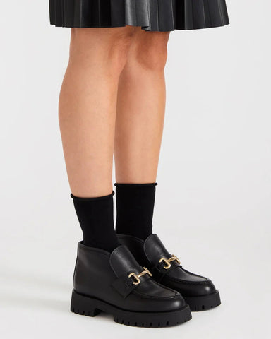 נעלי מוקסין גבוהות לנשים LEON בשחור