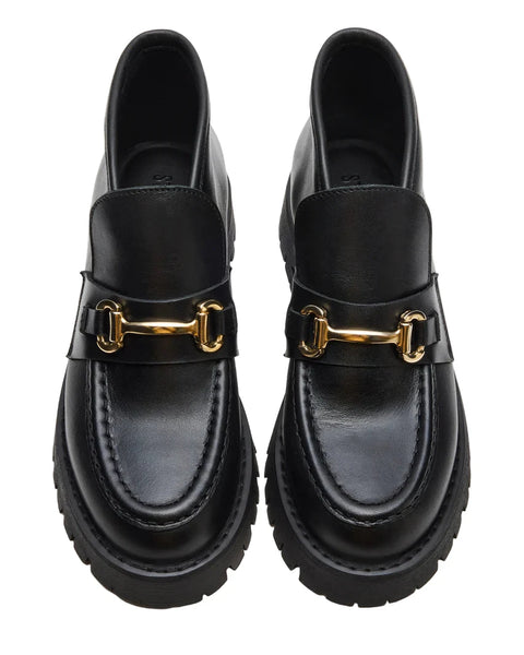 סטיב מאד - נעלי מוקסין גבוהות לנשים LEON בשחור