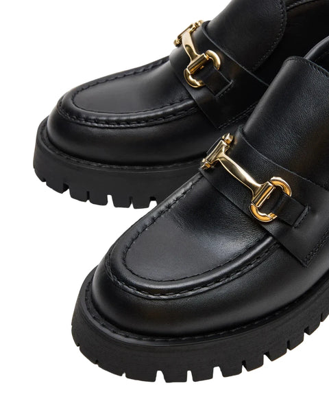 סטיב מאד - נעלי מוקסין גבוהות לנשים LEON בשחור