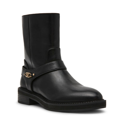 מגפוני עור שטוחים לנשים LOOPHOLE בשחור