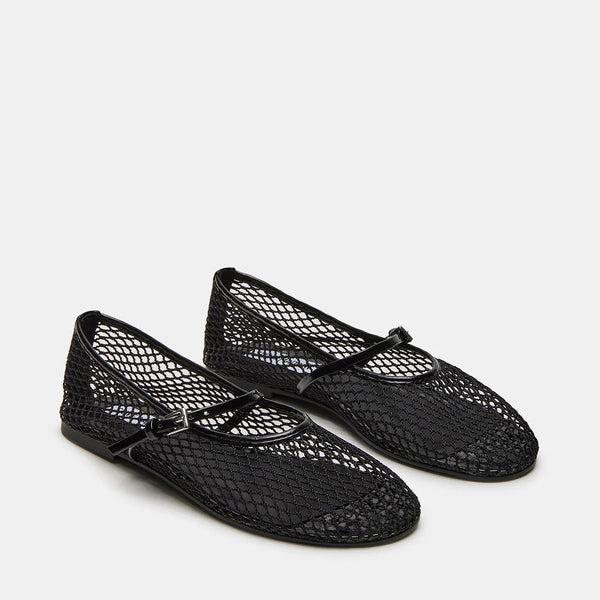 סטיב מאד - נעלי סירה שטוחות MAGS בשחור רשת