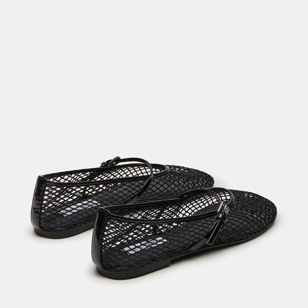 סטיב מאד - נעלי סירה שטוחות MAGS בשחור רשת