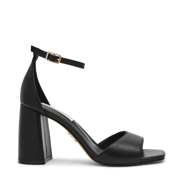 סטיב מאד - סנדלי עקב עור MISSTY בשחור