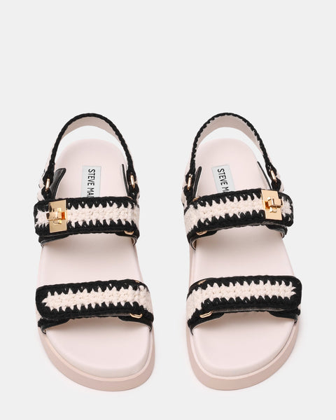 סטיב מאד - סנדלים לנשים MONA-M בקרם שחור