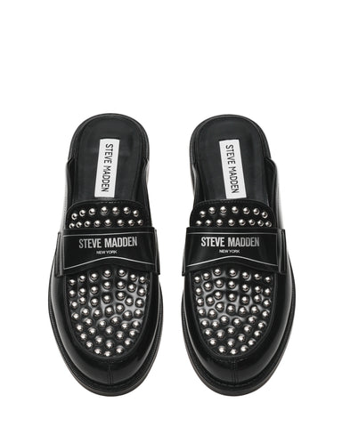 כפכפי מיולז מעור לנשים MOXXIE-S בשחור כסוף