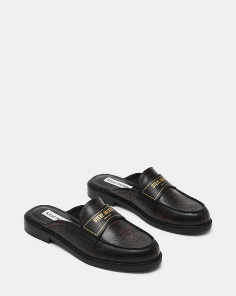 סטיב מאד - כפכפי מיולז מעור לנשים MOXXIE בשחור