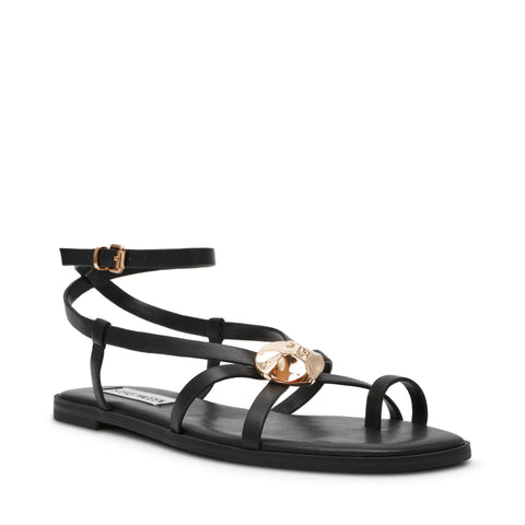 סנדלים שטוחים מעור לנשים NAPA-VALLEY בשחור