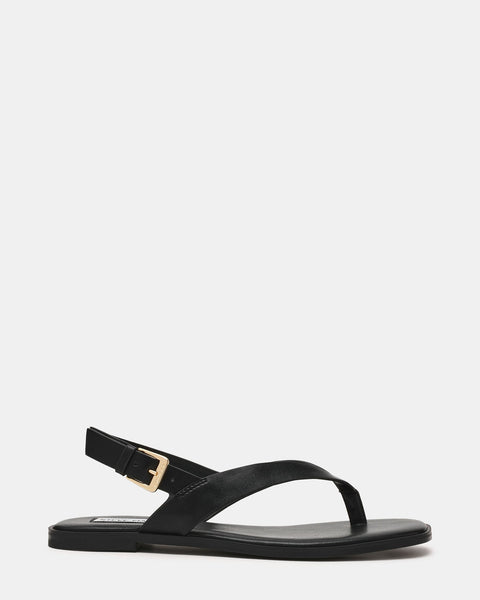 סטיב מאד - סנדלי אצבע שטוחים מעור NISSI בשחור